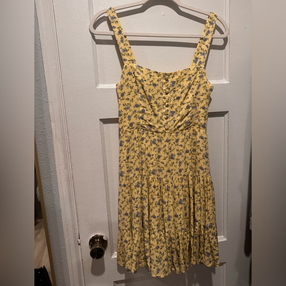 Forever 21 Yellow Floral Midi Dress